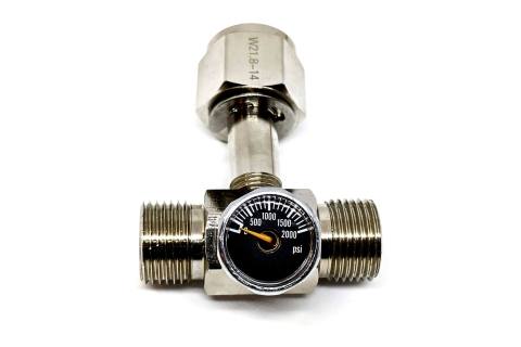 CO2-cilinder tweeweg-T-splitter - voorkant