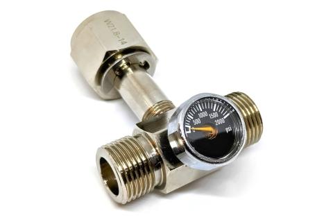 CO2-cilinder tweeweg-T-splitter - zijkant