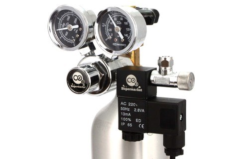 CO2-regelaar met solenoïde en dubbele meters voor horizontale cilinderkleppen